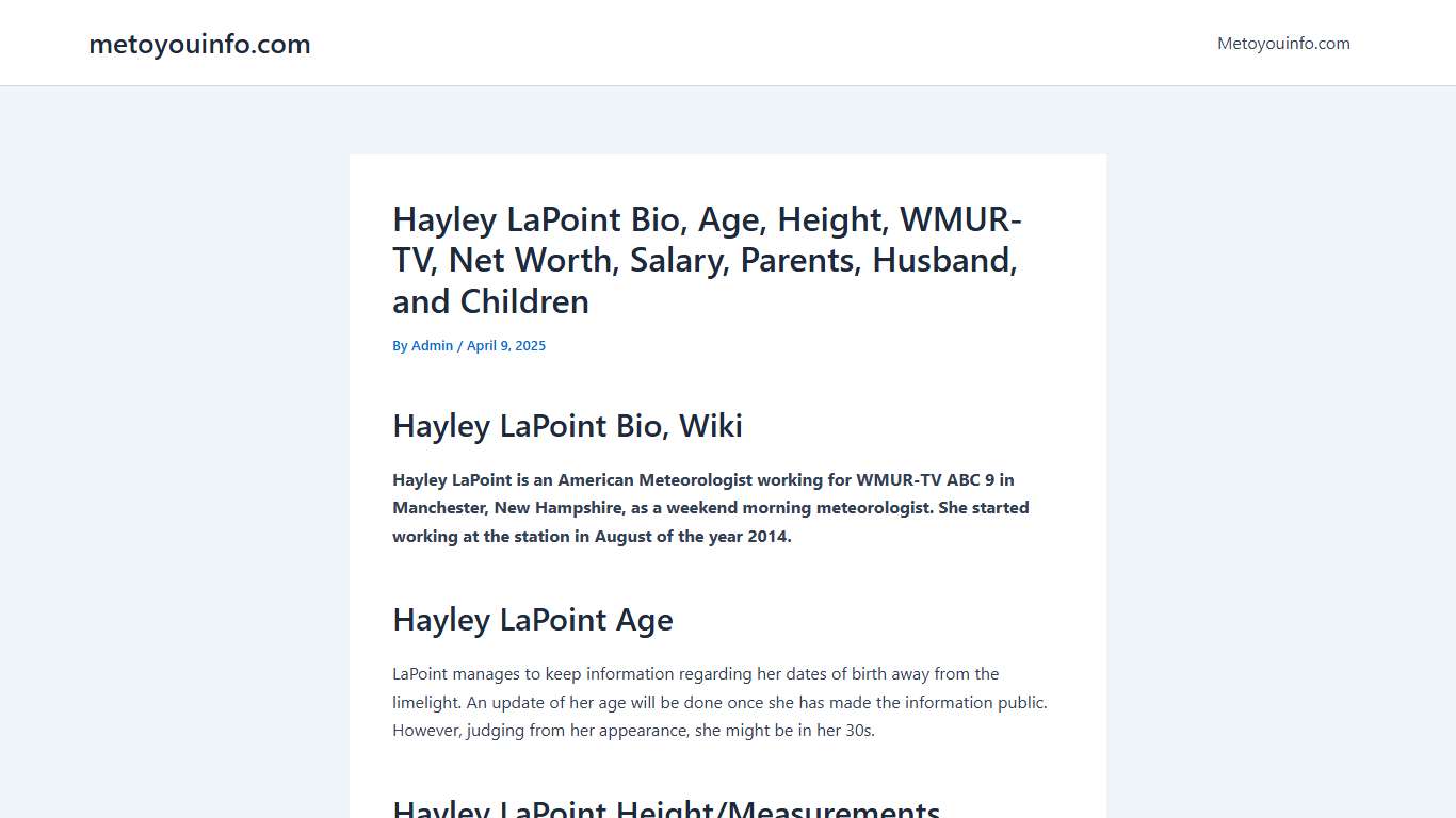 Hayley LaPoint Bio, Age, Height, WMUR-TV, Net Worth, Husband, Kids